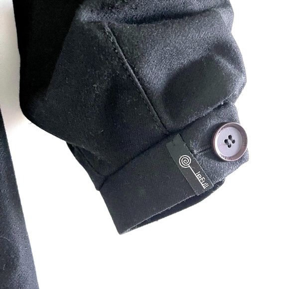 LeFull Black Wool / Cashmere Coat with Ruffle Collar Size 6 - Picture 11 of 12